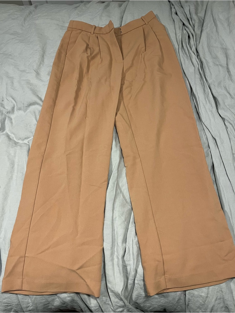 Abercrombie & Fitch Wide-Leg Trousers in Camel